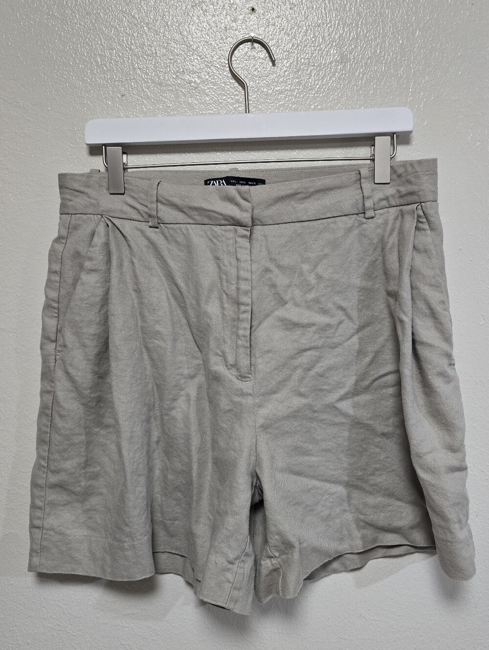 Zara Linen Blend Trouser Shorts Size Large